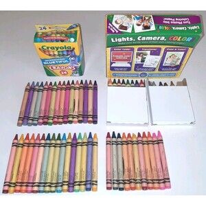 Lot Of Crayola Crayons 43 Retired Colors Sharpener Box & 1 Box Bluetiful 24